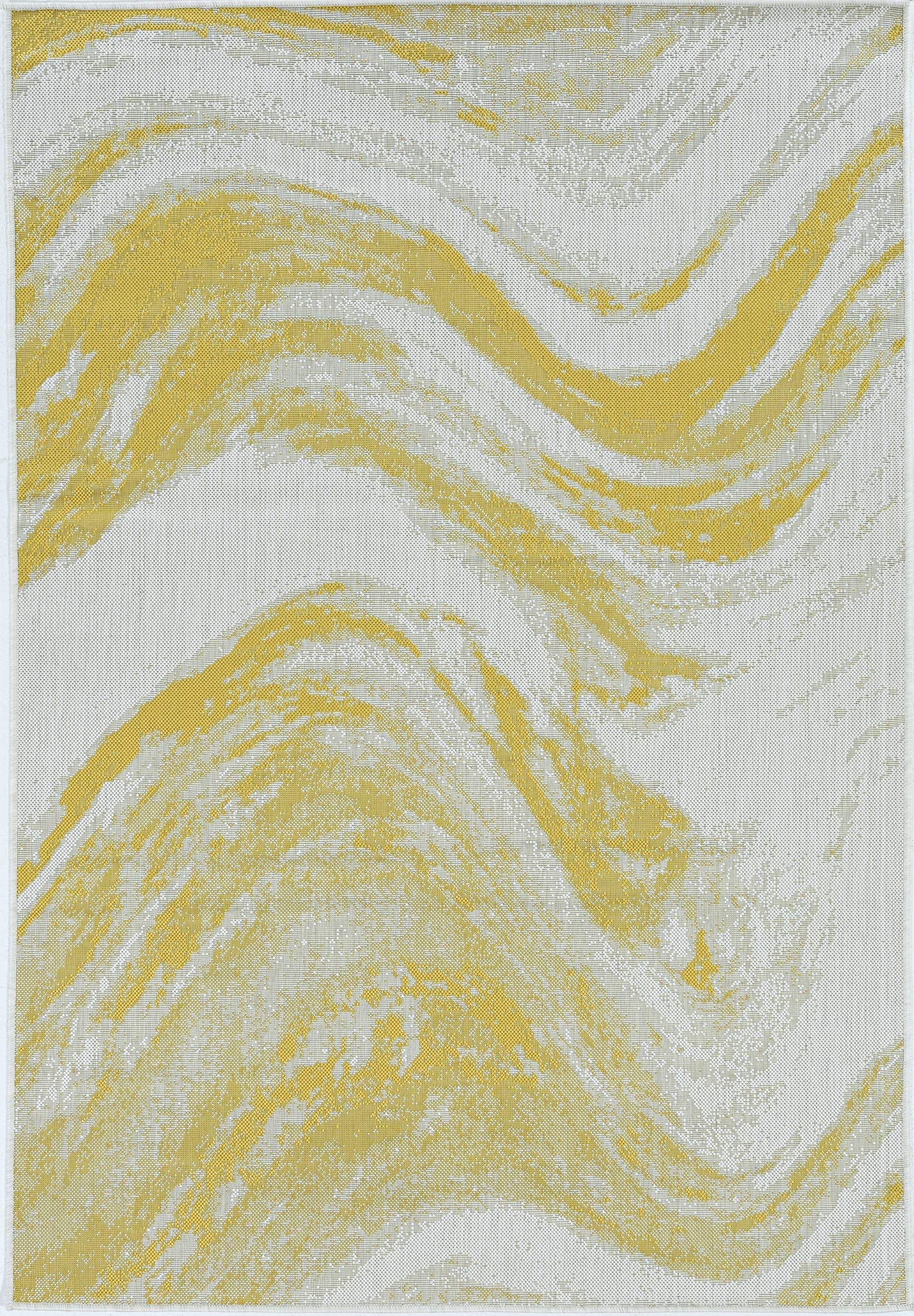 8' X 11' Ivory Or Gold Abstract Brushstrokes Indoor Area Rug - Homeroots - Flyclothing LLC
