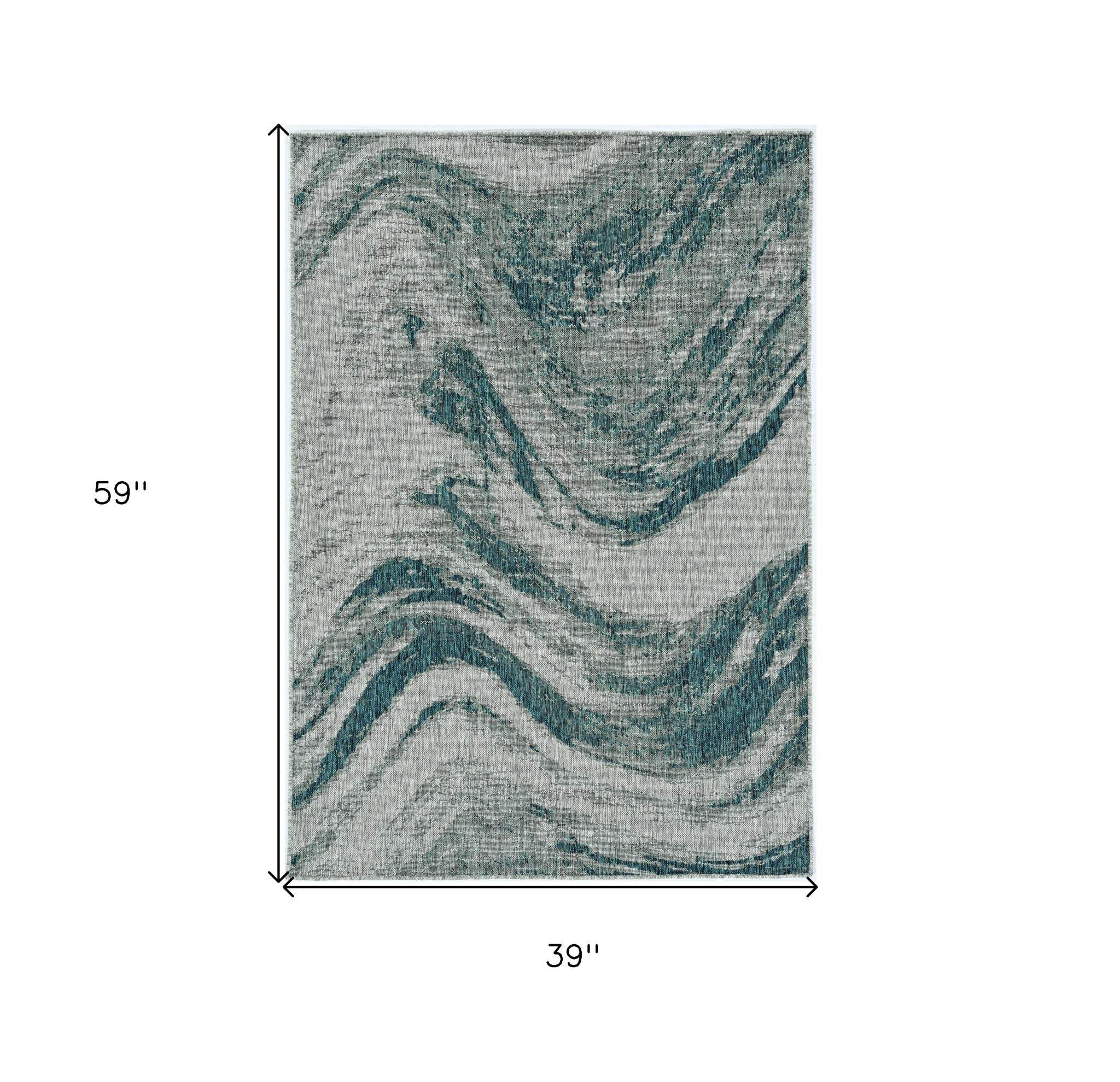3' X 5' Gray Abstract Indoor Outdoor Area Rug - Homeroots - Flyclothing LLC