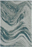 5' X 8' Grey Or Teal Abstract Waves Rug - Homeroots - Flyclothing LLC