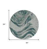 8' Round Gray Abstract Indoor Outdoor Area Rug - Homeroots - Flyclothing LLC