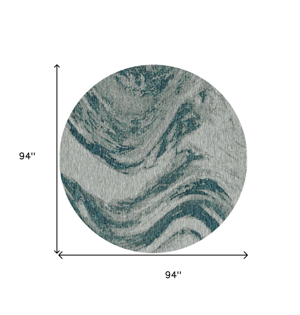 8' Round Gray Abstract Indoor Outdoor Area Rug - Homeroots - Flyclothing LLC