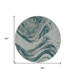 8' Round Gray Abstract Indoor Outdoor Area Rug - Homeroots