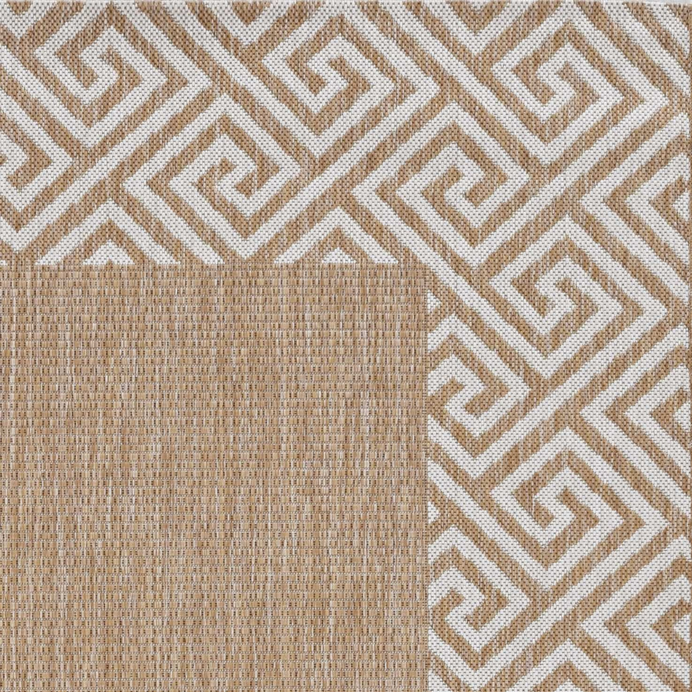 5' X 8' Ivory Geometric Indoor Outdoor Area Rug - Homeroots - Flyclothing LLC