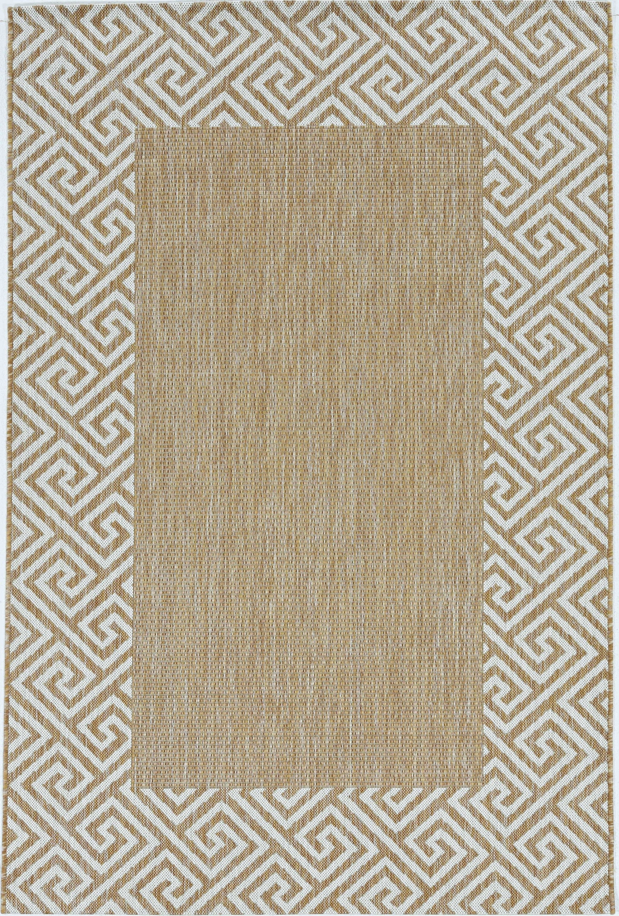 5' X 8' Ivory Geometric Indoor Outdoor Area Rug
