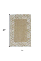 5' X 8' Ivory Geometric Indoor Outdoor Area Rug - Homeroots - Flyclothing LLC