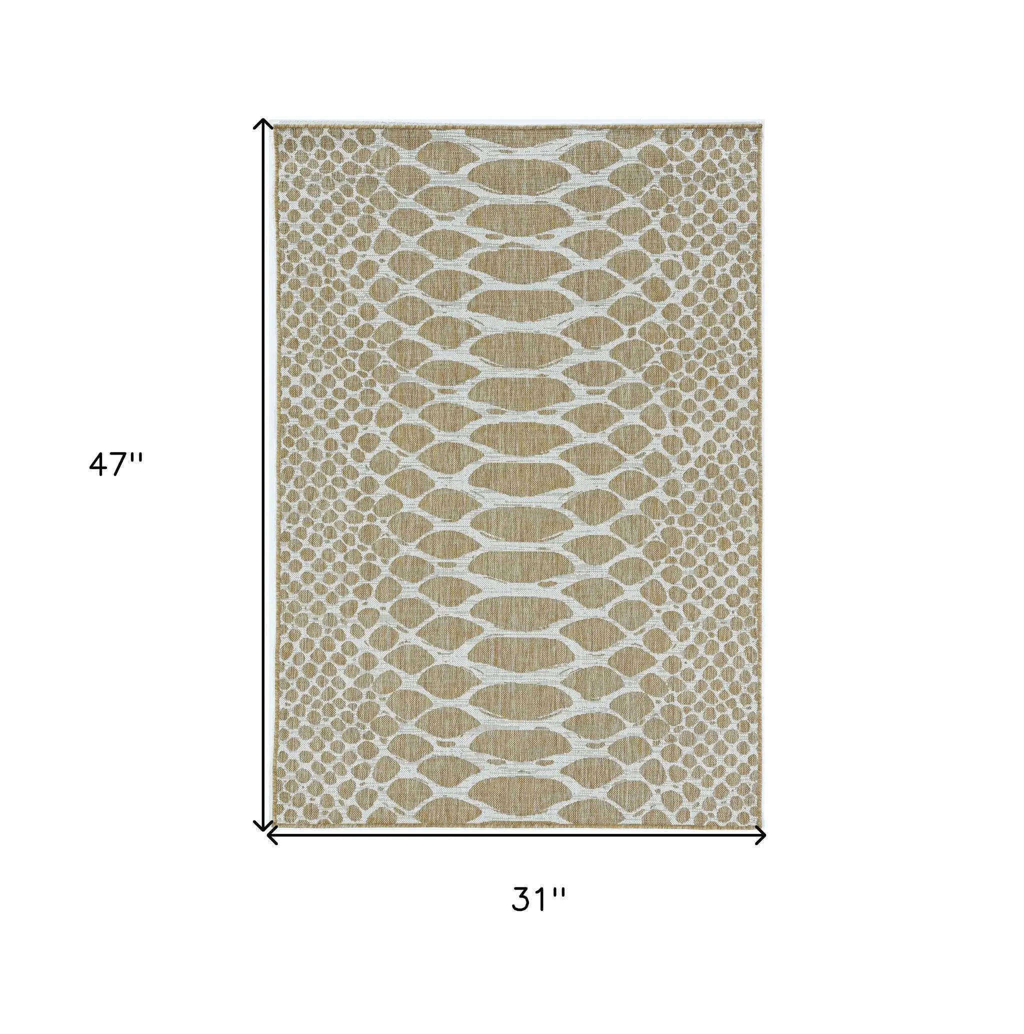 3' X 4' Ivory Abstract Indoor Outdoor Area Rug - Homeroots - Flyclothing LLC