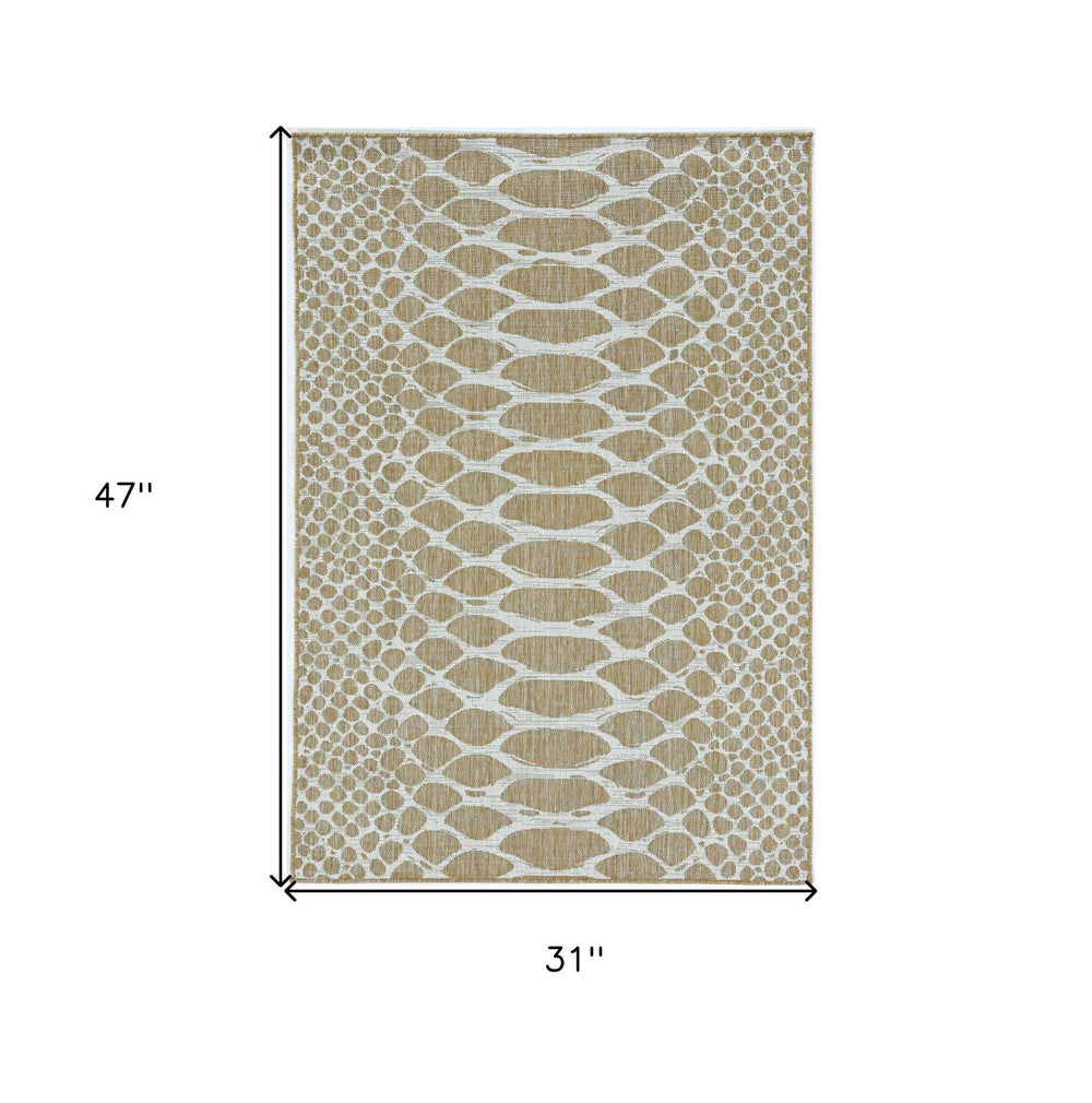 3' X 4' Ivory Abstract Indoor Outdoor Area Rug - Homeroots - Flyclothing LLC