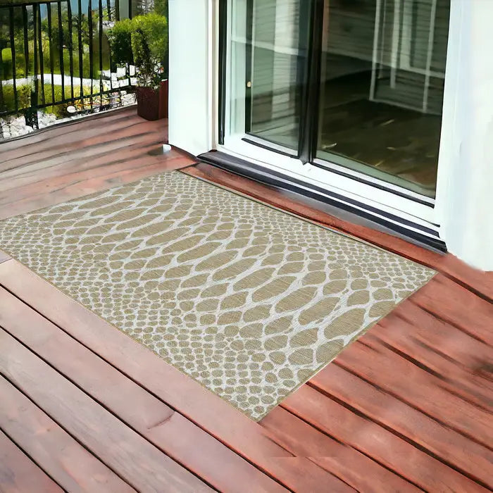 3' X 5' Brown and Ivory Abstract Indoor Outdoor Area Rug - Homeroots - Flyclothing LLC