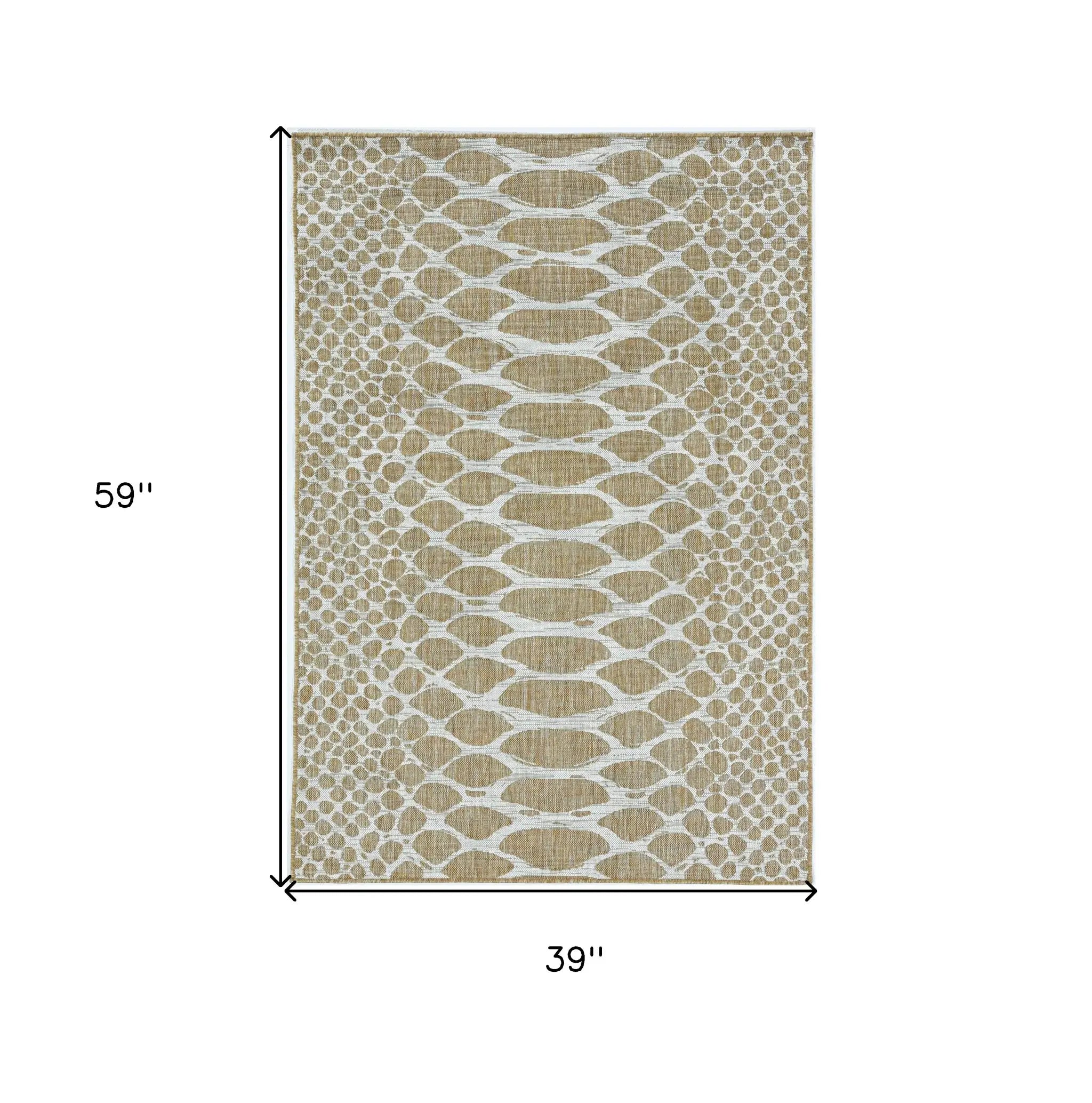 3' X 5' Brown and Ivory Abstract Indoor Outdoor Area Rug - Homeroots - Flyclothing LLC