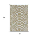 3' X 5' Brown and Ivory Abstract Indoor Outdoor Area Rug - Homeroots