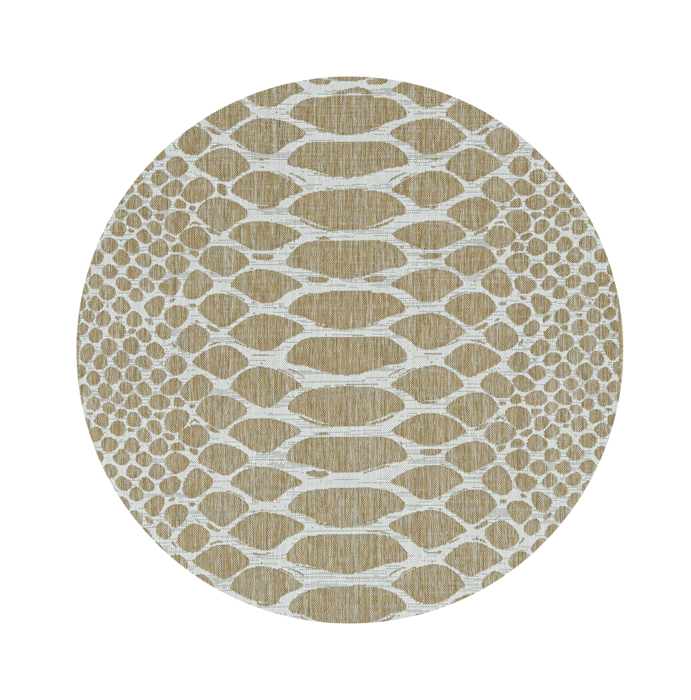 8' X 8' Ivory Abstract Indoor Outdoor Area Rug - Homeroots - Flyclothing LLC