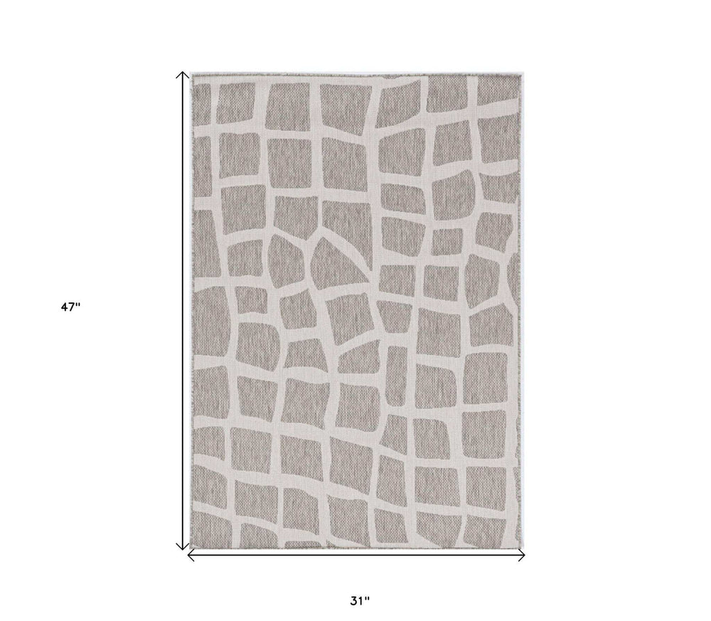 3' X 4' Gray and Ivory Cobblestone Area Rug - Homeroots - Flyclothing LLC