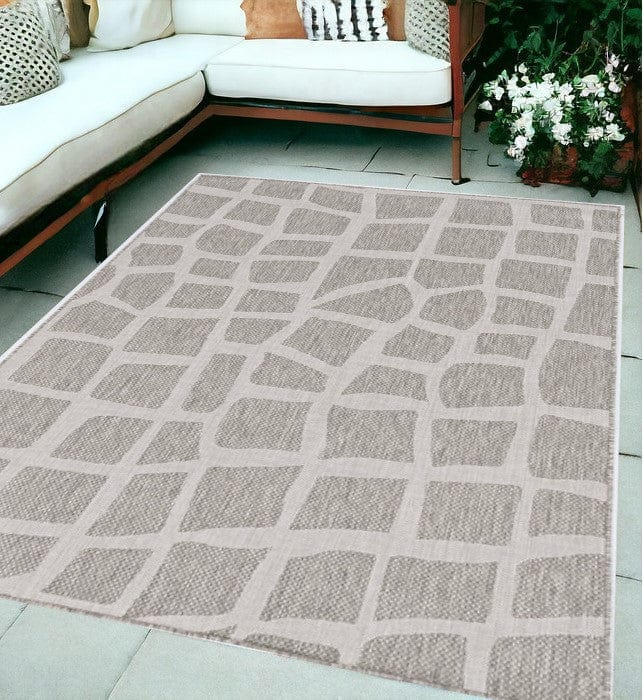 5' X 8' Gray Abstract Indoor Outdoor Area Rug - Homeroots