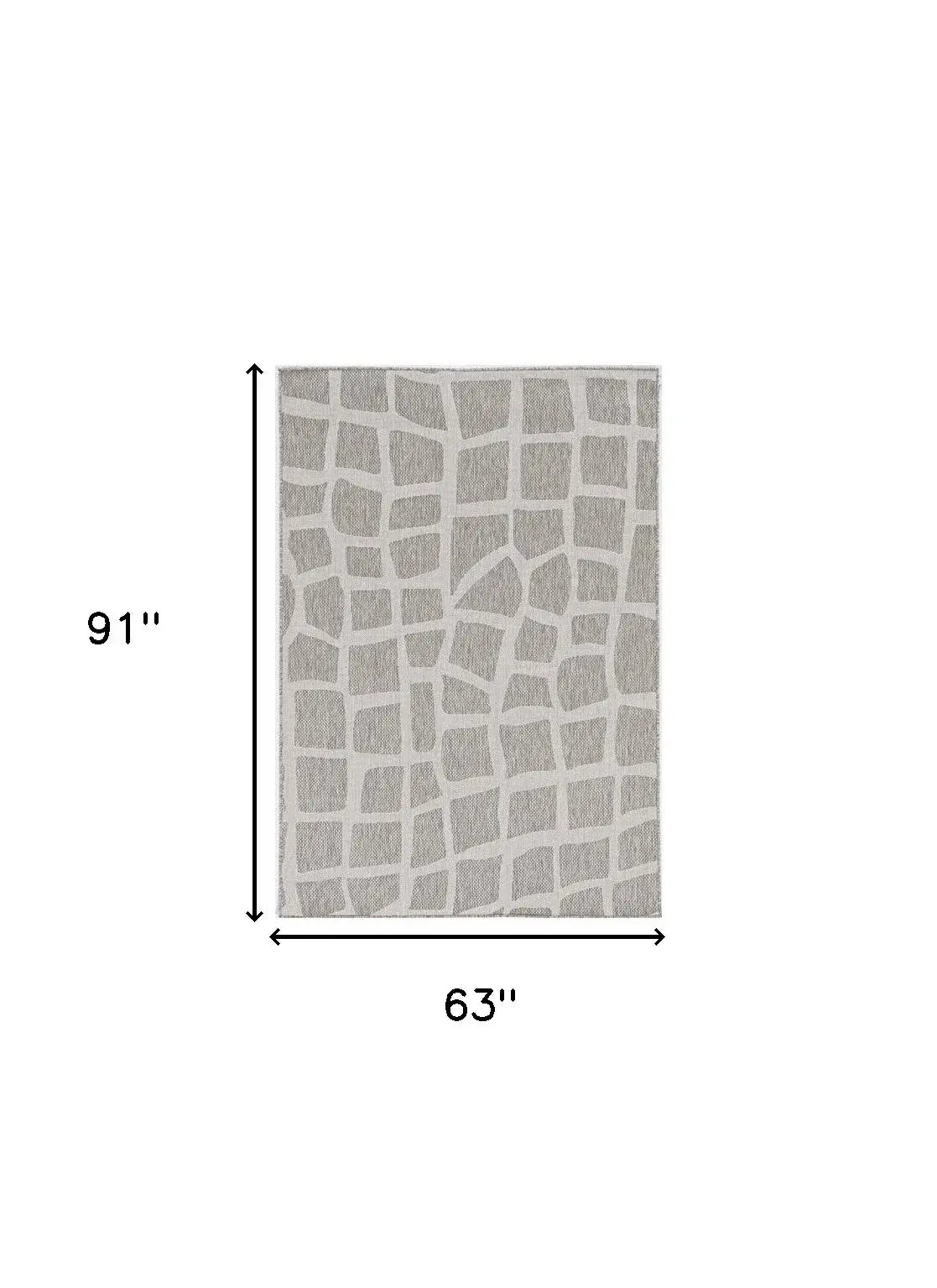 5' X 8' Gray Abstract Indoor Outdoor Area Rug - Homeroots - Flyclothing LLC