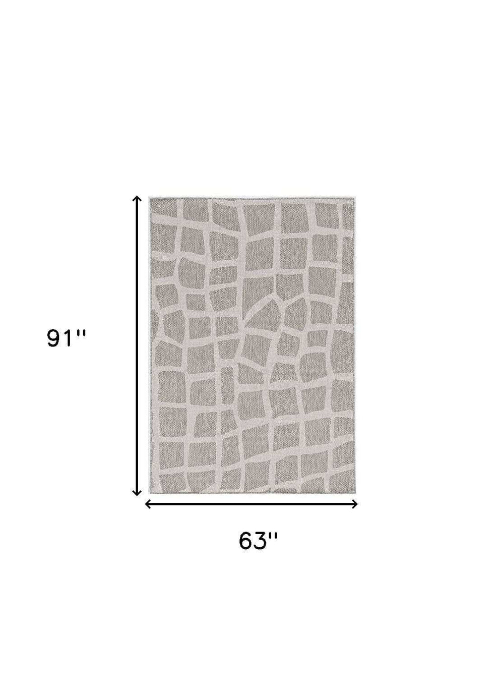 5' X 8' Gray Abstract Indoor Outdoor Area Rug - Homeroots - Flyclothing LLC