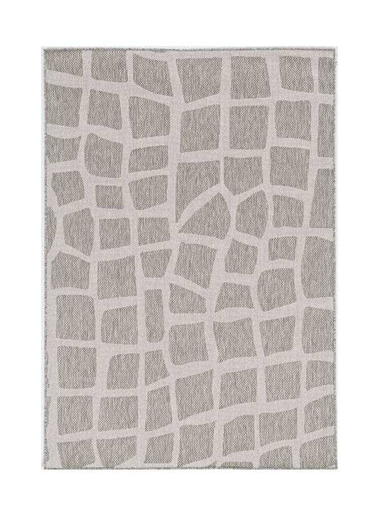 8' X 11' Ivory Or Grey Abstract Tiles Indoor Area Rug - Homeroots - Flyclothing LLC