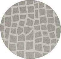 8' Round Ivory Or Grey Abstract Tiles Indoor Outdoor Area Rug - Homeroots - Flyclothing LLC