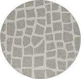 8' Round Ivory Or Grey Abstract Tiles Indoor Outdoor Area Rug - Homeroots - Flyclothing LLC