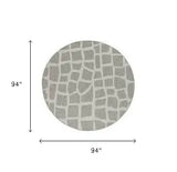 8' Round Ivory Or Grey Abstract Tiles Indoor Outdoor Area Rug - Homeroots - Flyclothing LLC