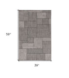 3' X 5' Gray Abstract Indoor Outdoor Area Rug - Homeroots
