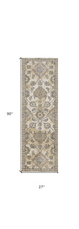 2' X 7' Ivory Sand Floral Vine Wool Indoor Runner Rug - Homeroots - Flyclothing LLC