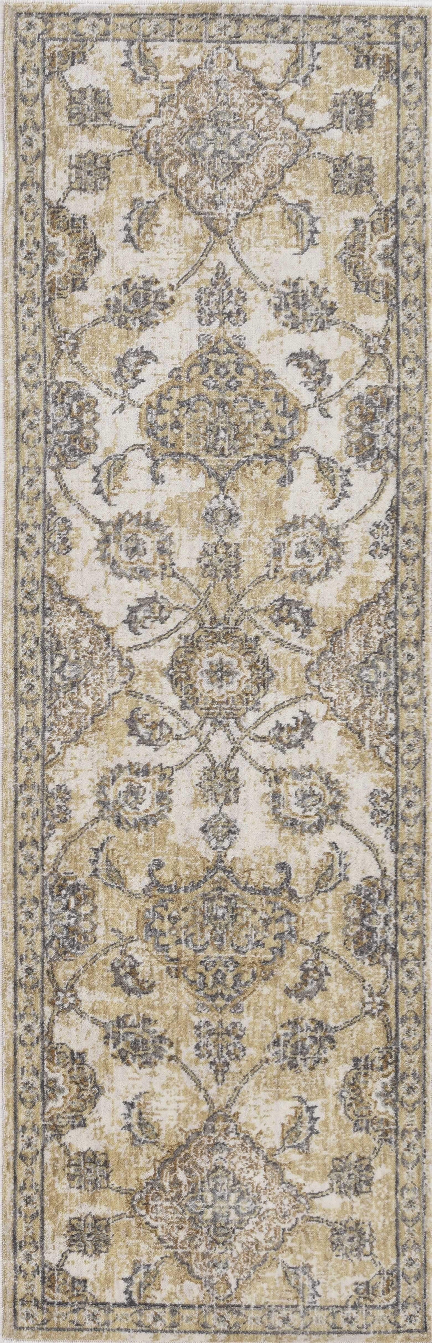 2' X 7' Ivory Sand Floral Vine Wool Indoor Runner Rug - Homeroots - Flyclothing LLC