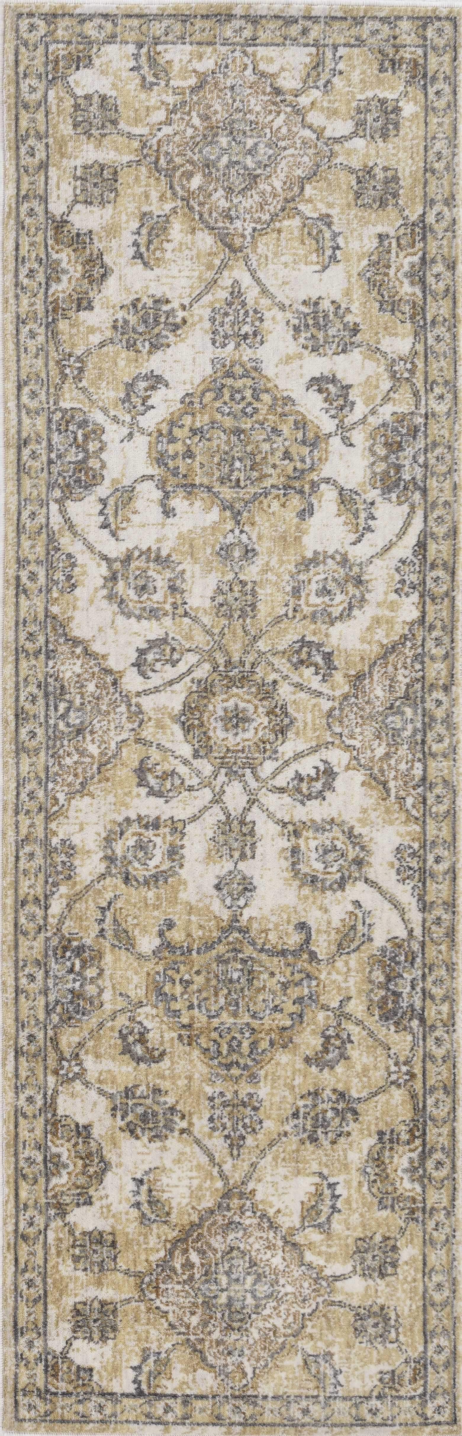 2' X 7' Ivory Sand Floral Vine Wool Indoor Runner Rug - Homeroots - Flyclothing LLC