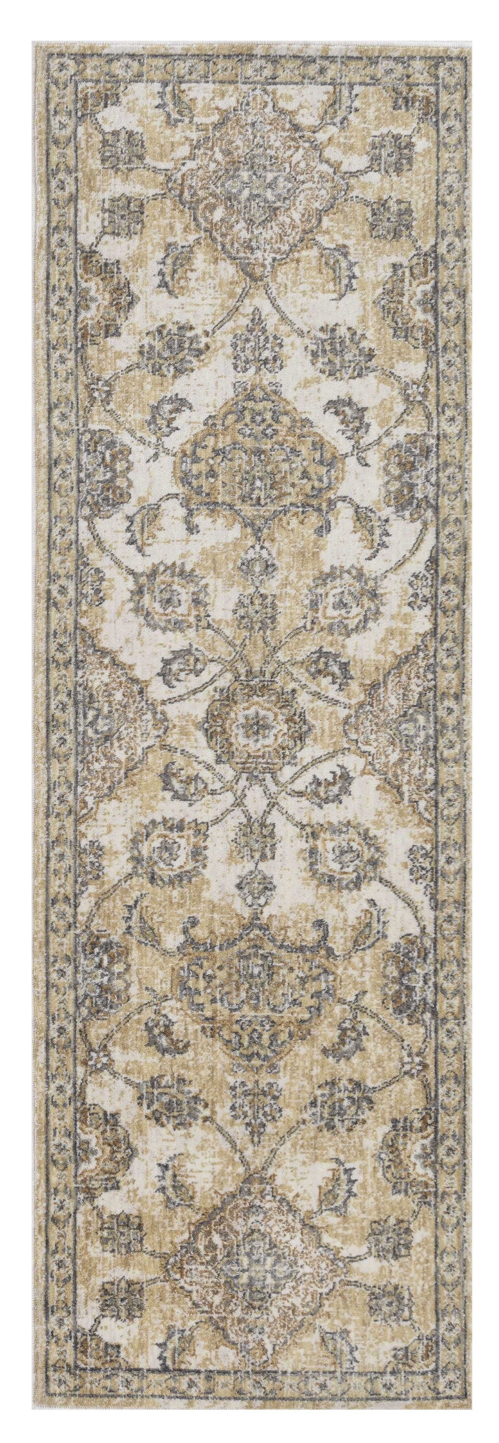 2' X 7' Ivory Sand Floral Vine Wool Indoor Runner Rug - Homeroots - Flyclothing LLC