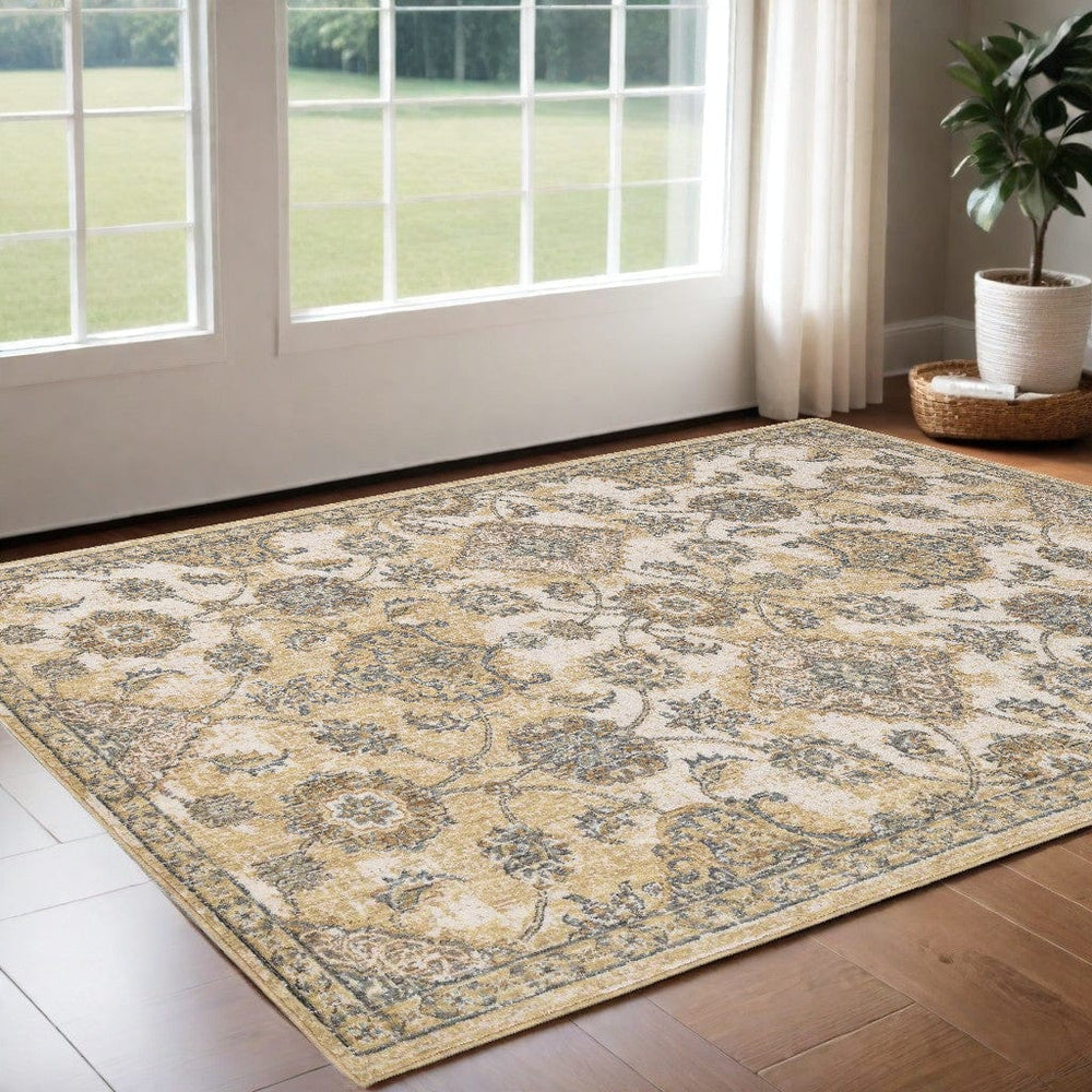 3' X 5' Ivory Wool Floral Vines Area Rug - Homeroots