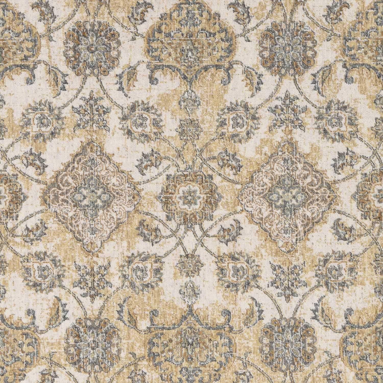 8' X 11' Ivory Sand Machine Woven Bordered Floral Vines Indoor Area Rug - Homeroots - Flyclothing LLC