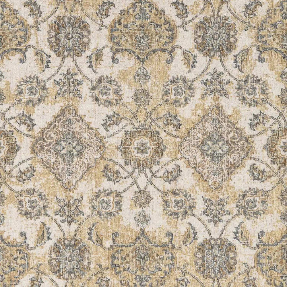 8' X 11' Ivory Sand Machine Woven Bordered Floral Vines Indoor Area Rug - Homeroots - Flyclothing LLC