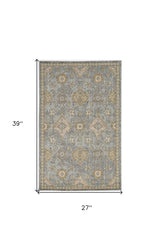 2' X 3' Sage Green Wool Floral Distressed Area Rug - Homeroots - Flyclothing LLC