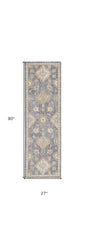 8' Sage Green Machine Woven Vintage Traditional Indoor Runner Rug