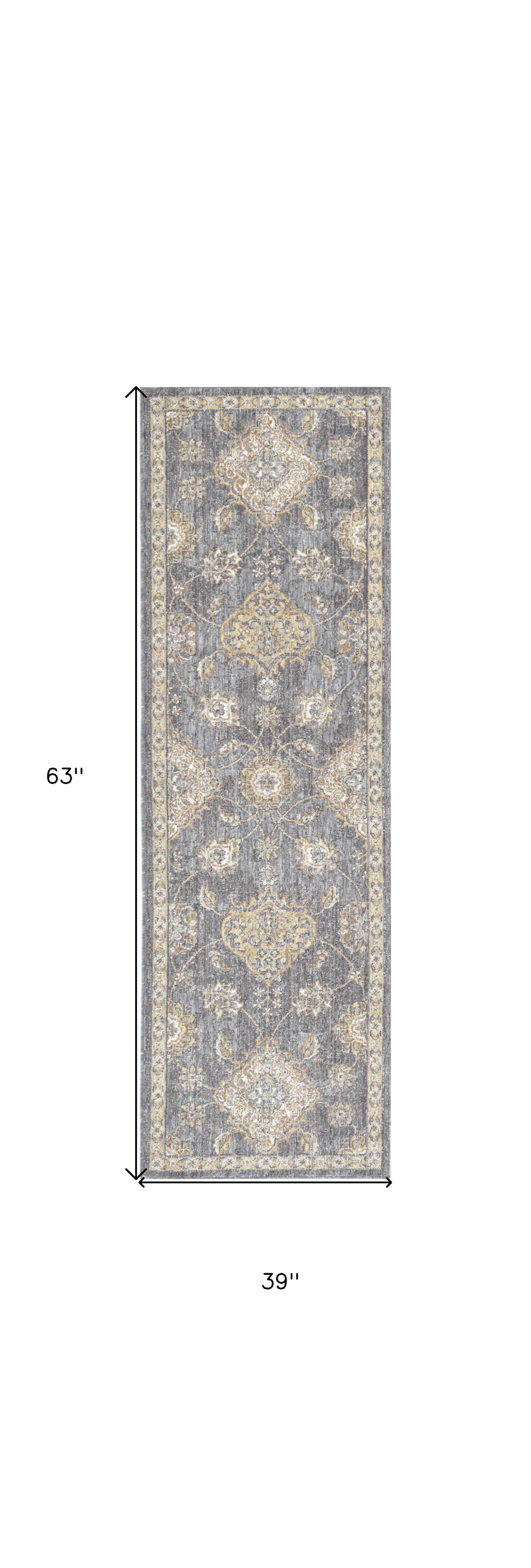 3' X 5' Sage Green Floral Vine Bordered Wool Indoor Area Rug
