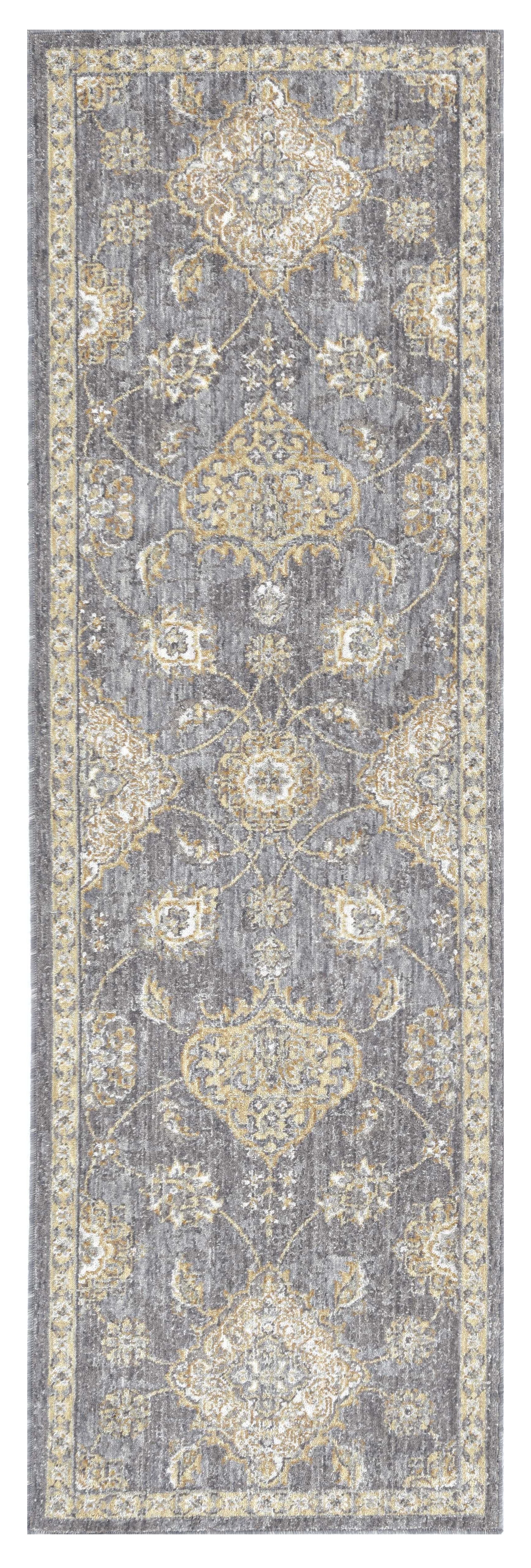 3' X 5' Sage Green Floral Vine Bordered Wool Indoor Area Rug