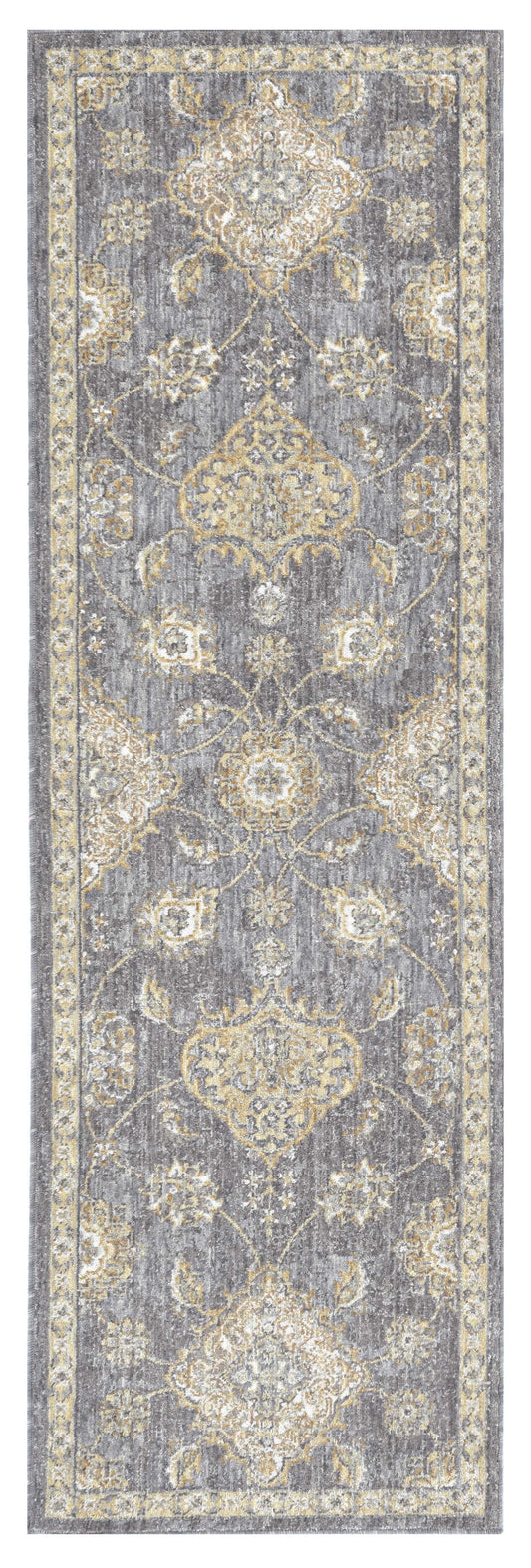 3' X 5' Sage Green Floral Vine Bordered Wool Indoor Area Rug