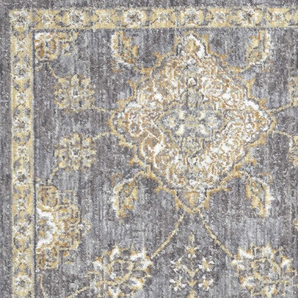 3' X 5' Sage Green Floral Vine Bordered Wool Indoor Area Rug