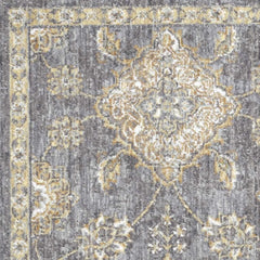 3' X 5' Sage Green Floral Vine Bordered Wool Indoor Area Rug