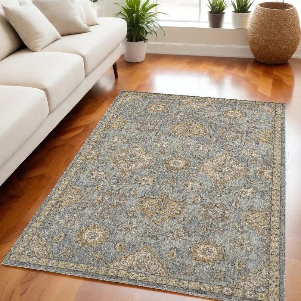 5' X 8' Sage Green Machine Woven Traditional Indoor Area Rug - Homeroots
