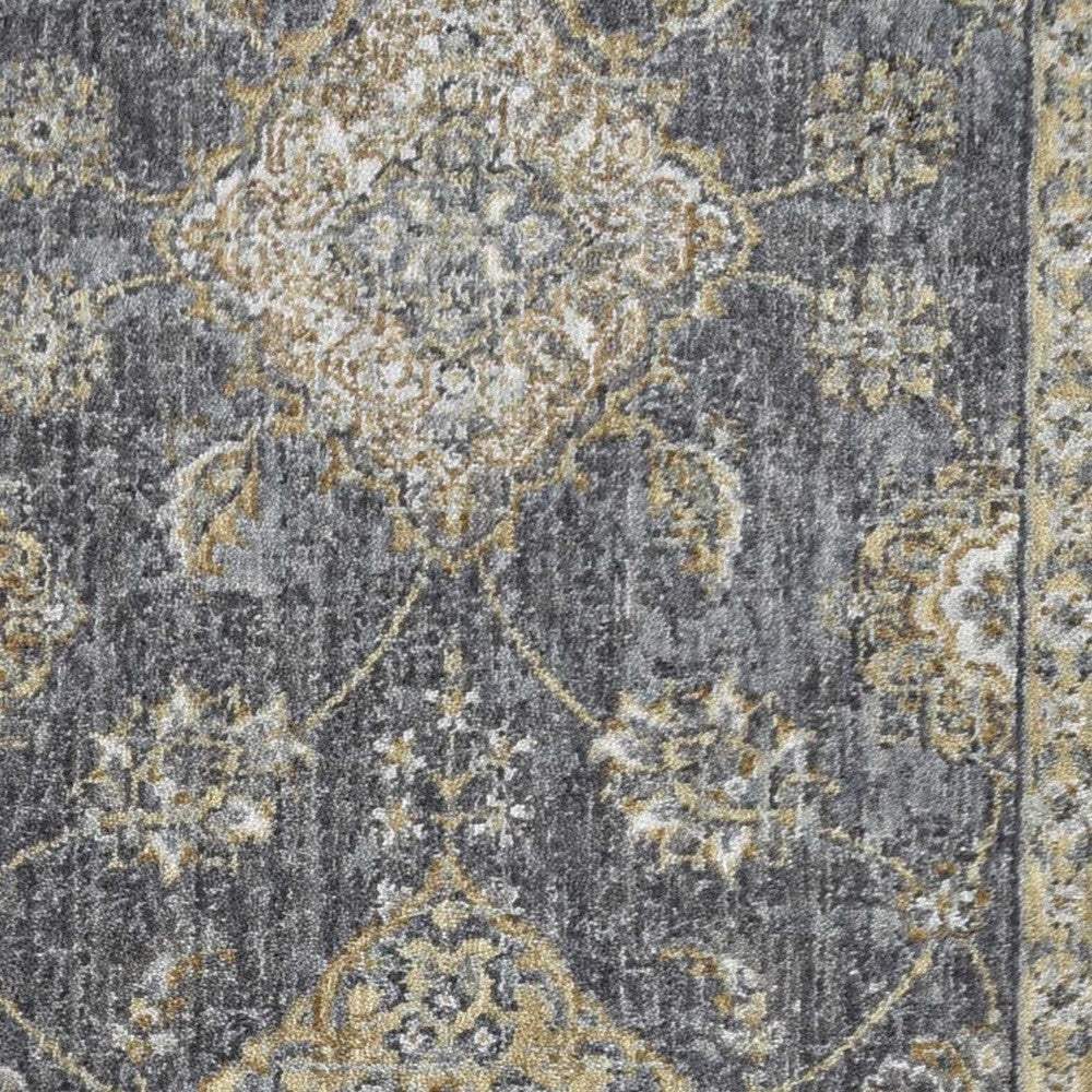 2' X 7' Slate Grey Floral Vine Wool Indoor Runner Rug - Homeroots - Flyclothing LLC
