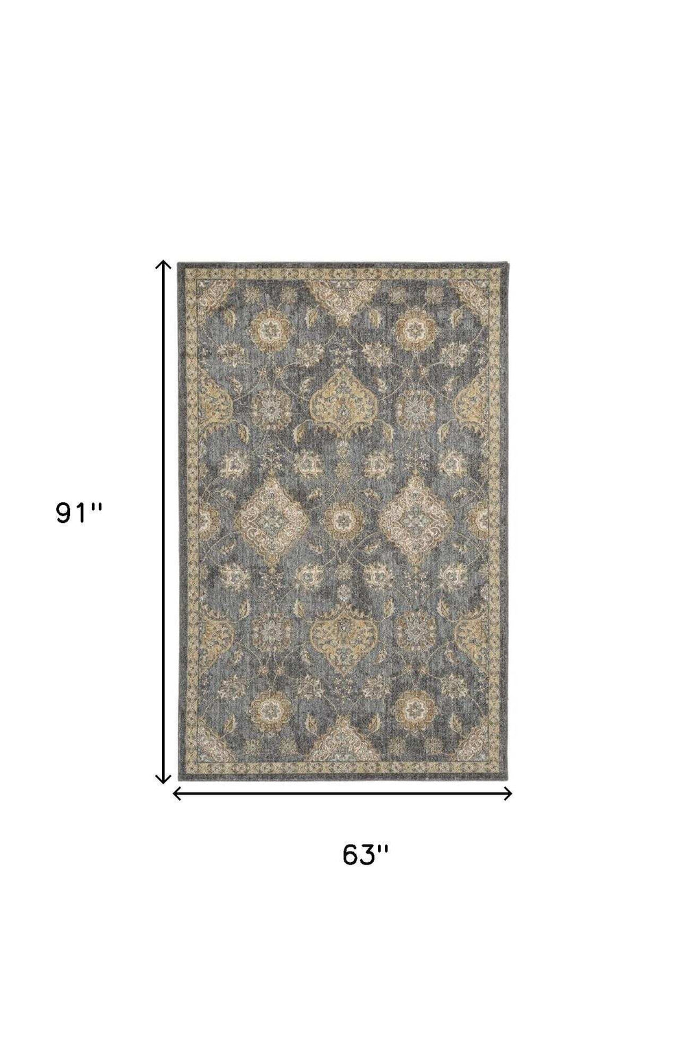 63 X 91 Slate Grey Wool Rug - Homeroots - Flyclothing LLC