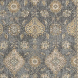 8' X 11' Slate Grey Machine Woven Bordered Floral Vines Indoor Area Rug - Homeroots