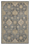 8' X 11' Slate Grey Machine Woven Bordered Floral Vines Indoor Area Rug - Homeroots