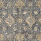 9' Slate Grey Machine Woven Bordered Floral Vines Round Indoor Area Rug - Homeroots - Flyclothing LLC