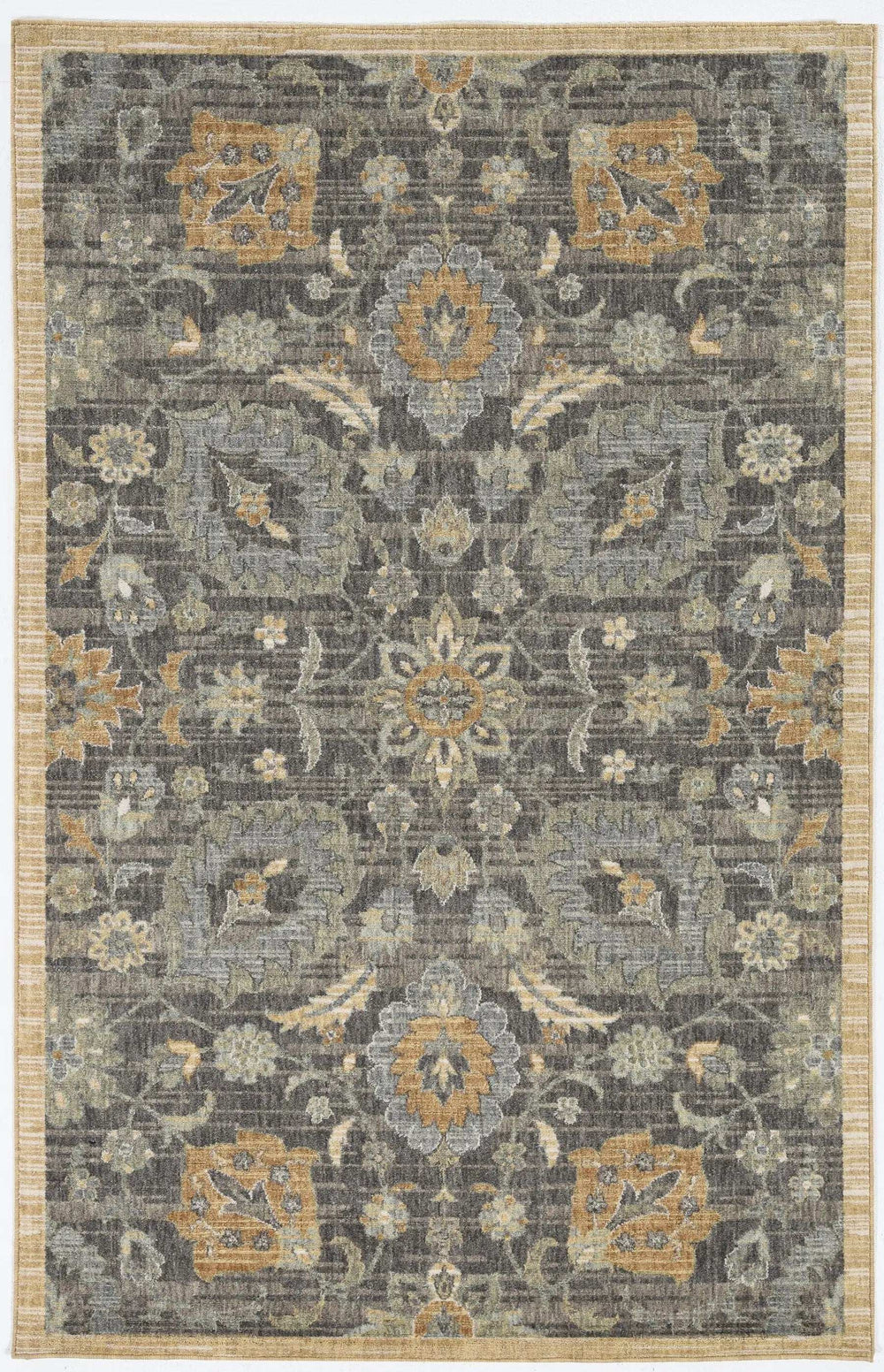 2' X 3' Taupe Machine Woven Vintage Floral Traditional Indoor Accent Rug - Homeroots - Flyclothing LLC