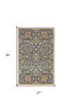 2' X 3' Taupe Machine Woven Vintage Floral Traditional Indoor Accent Rug - Homeroots