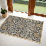 2' X 3' Taupe Machine Woven Vintage Floral Traditional Indoor Accent Rug - Homeroots