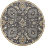 3' X 5' Taupe Floral Vine Bordered Wool Indoor Area Rug - Homeroots