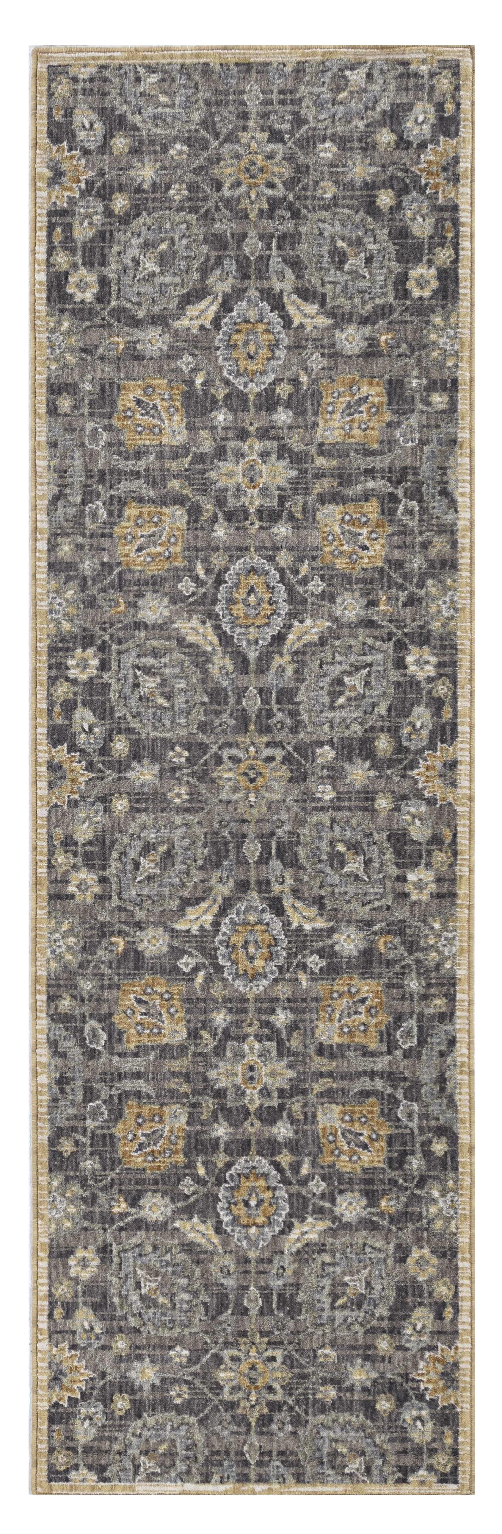 3' X 5' Taupe Floral Vine Bordered Wool Indoor Area Rug
