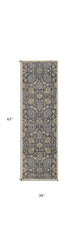 3' X 5' Taupe Floral Vine Bordered Wool Indoor Area Rug